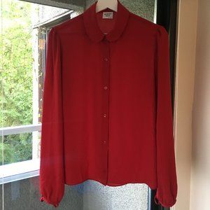 Red Aritzia Blouse with Peter Pan Collar Size S